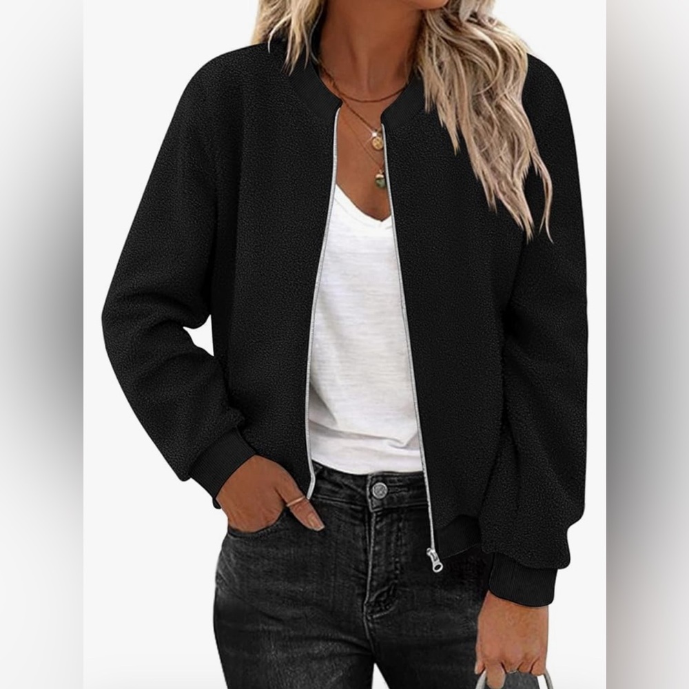 Black Fleece Bomber Jacket